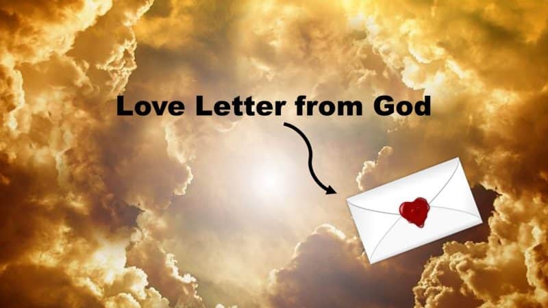 letter with a heart descending from heaven