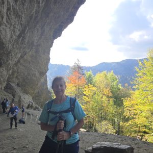 Woman hiker in fall at alum cave bluff